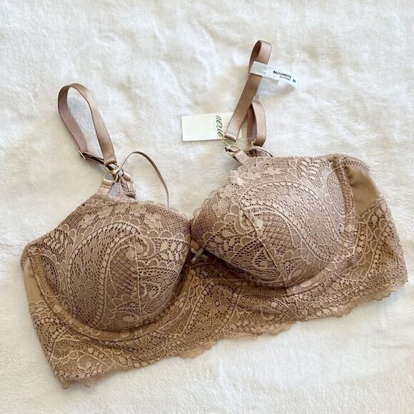 NWT Aerie Real Power Paisley Lace Strappy Balconette Bra - 36C - Picture 2 of 9
